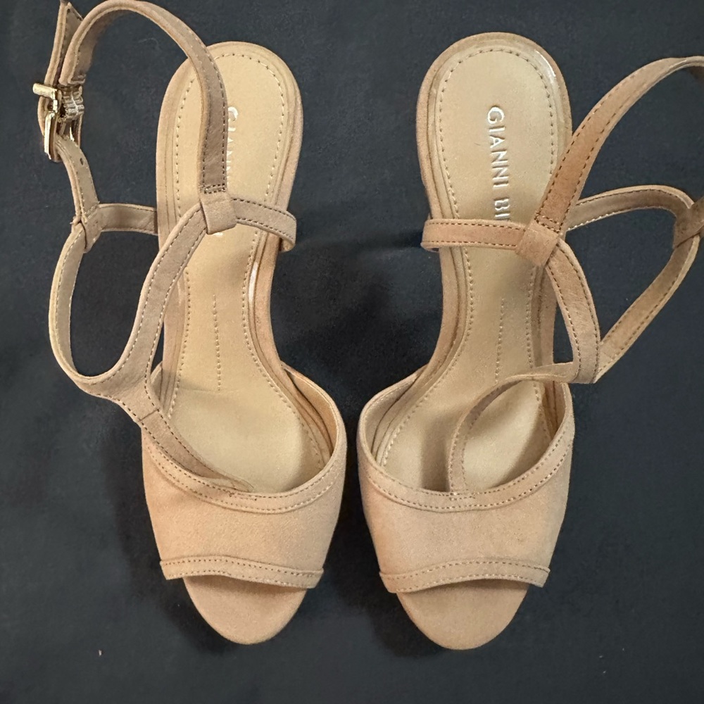 Taupe A-strap heels